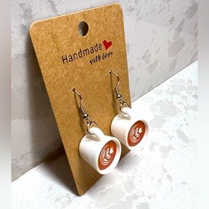 Handcrafted Latte Art Dangle Earrings 🤎☕️